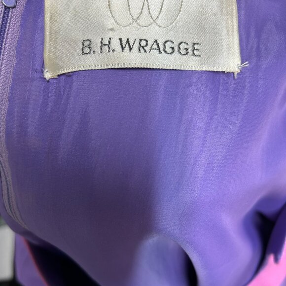 Vintage 80s B. H. Wragge Abstract Pink ad Purple Dress Women's Size M - Picture 3 of 3